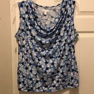 Blue and White Sleeveless top  2X